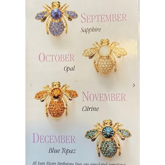 Joan Rivers Pave Crystal Gold Citrine BEE BROOCH November Birthday Birthstone - Picture 4 of 7